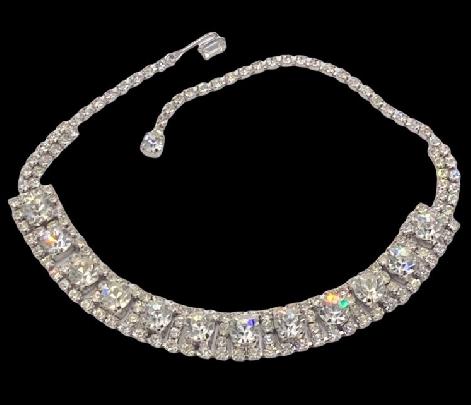 Vintage Dimensional Rhinestone Choker Necklace Bridal